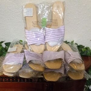 9W Purple Gingham Slide Sandals